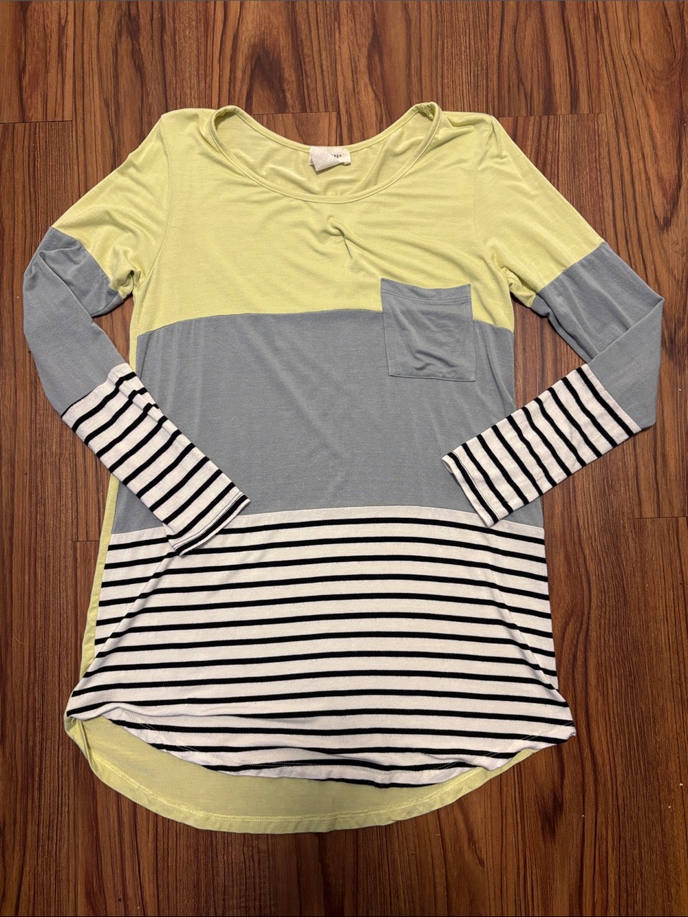 B.E. Stage Colorblock Striped Long Sleeve Top - Yellow & grey